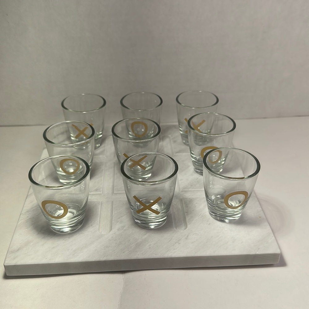 Marble Tic Tac Toe Shot Glass Set Game